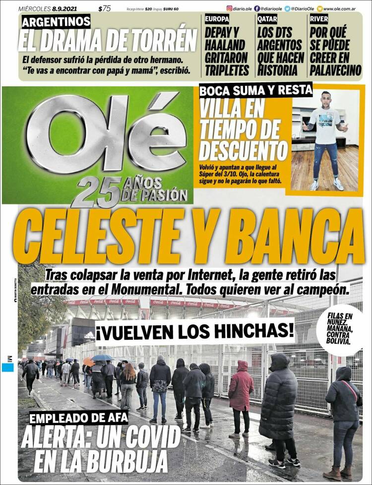 Portada de Olé (Argentina)