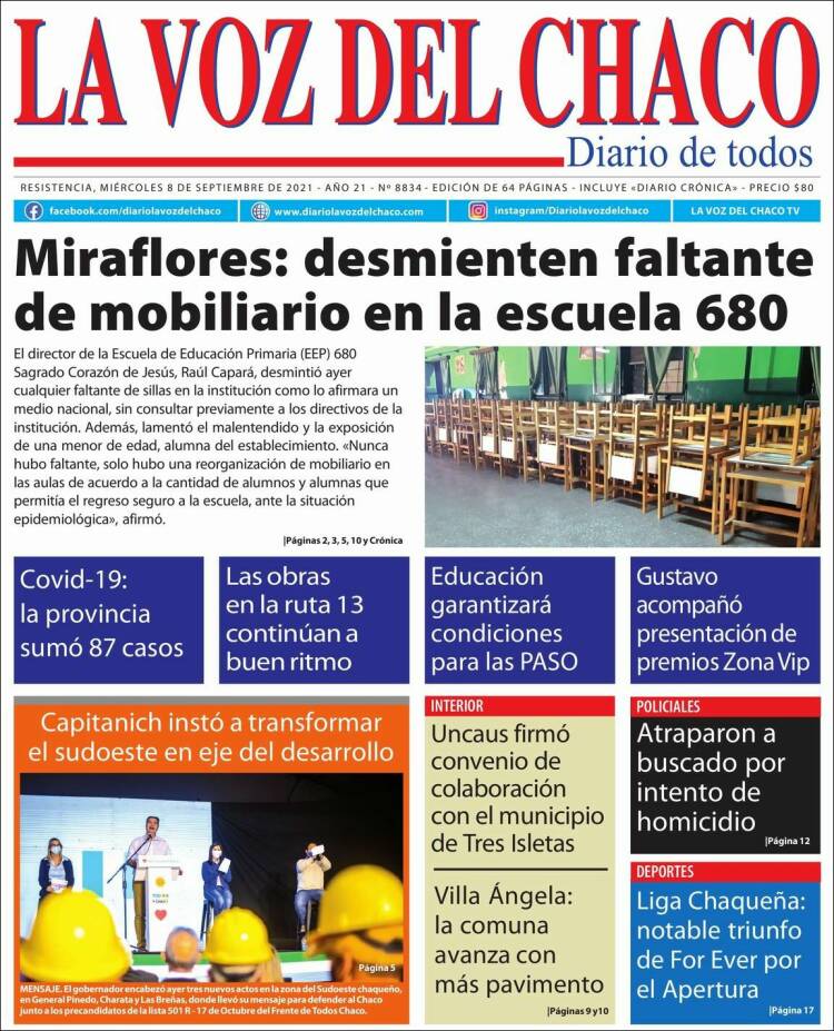 Portada de La Voz del Chaco (Argentina)