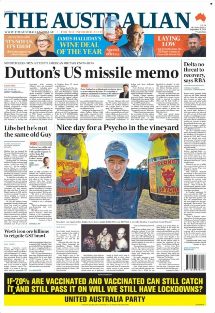 Portada de The Australian (Australia)
