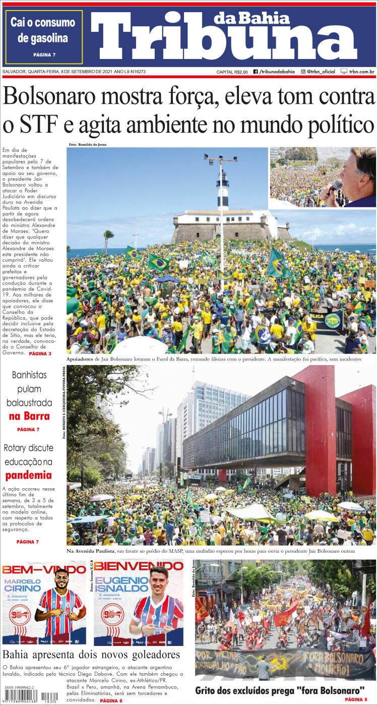 Portada de Tribuna da Bahia (Brasil)