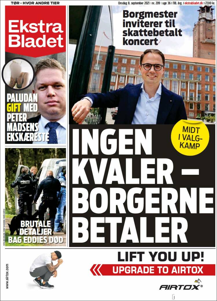 Portada de Ekstra Bladet (Dinamarca)
