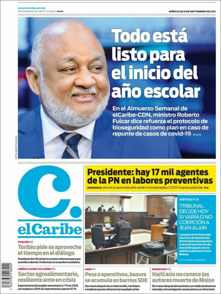 Portada de El Caribe (R. Dominicana)