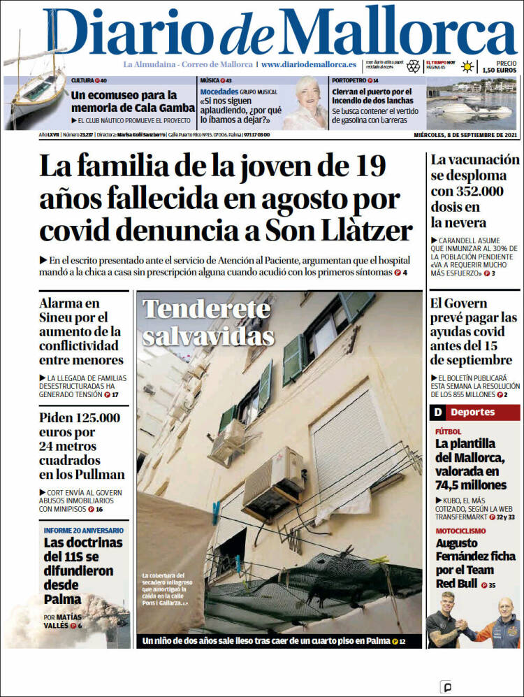 Portada de Diario de Mallorca (España)