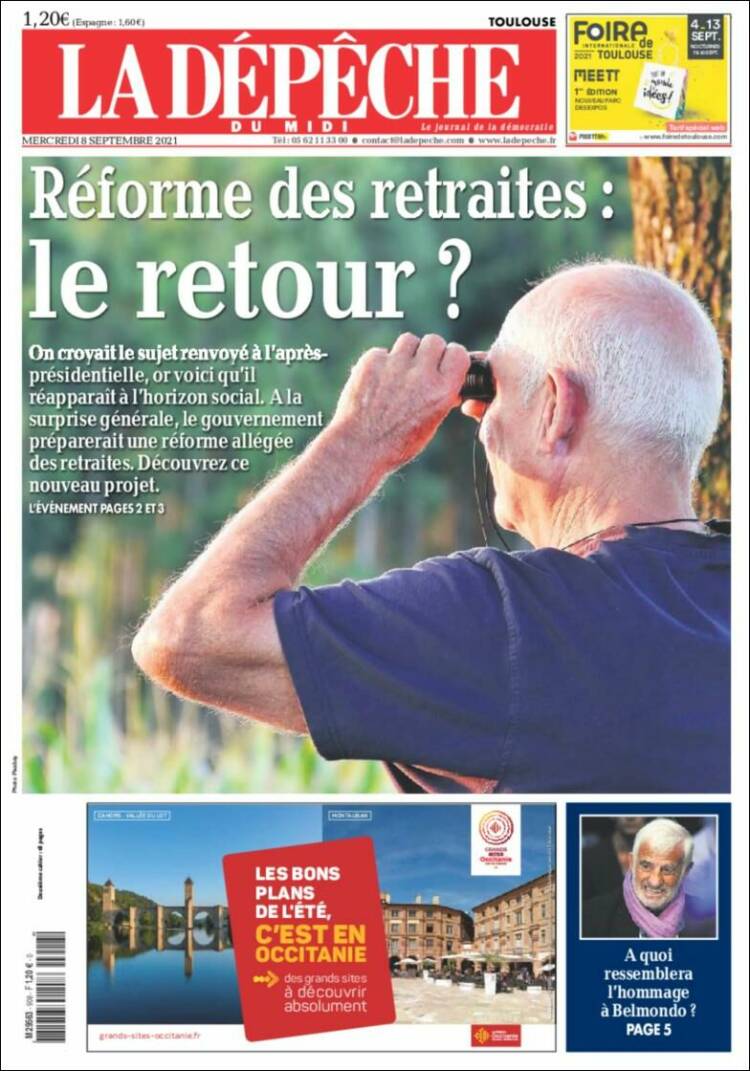 Portada de La Dépêche du Midi (Francia)