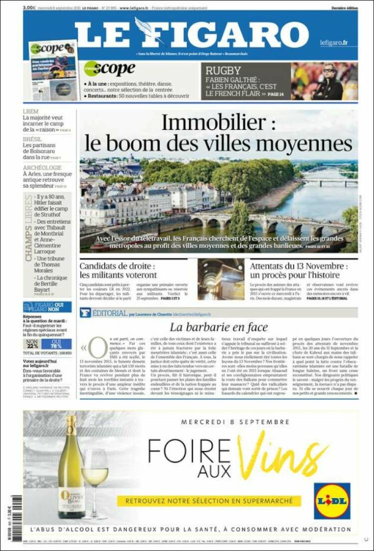 Portada de Le Figaro (Francia)