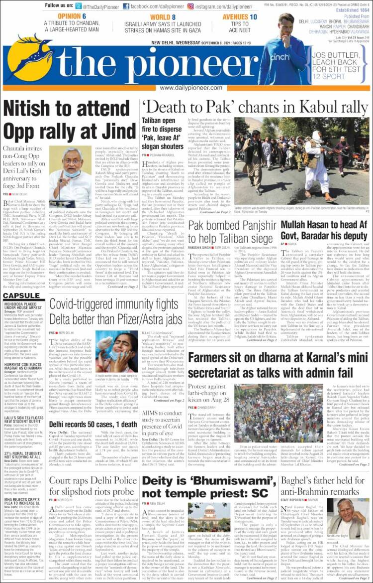 Portada de The Pioneer (India)