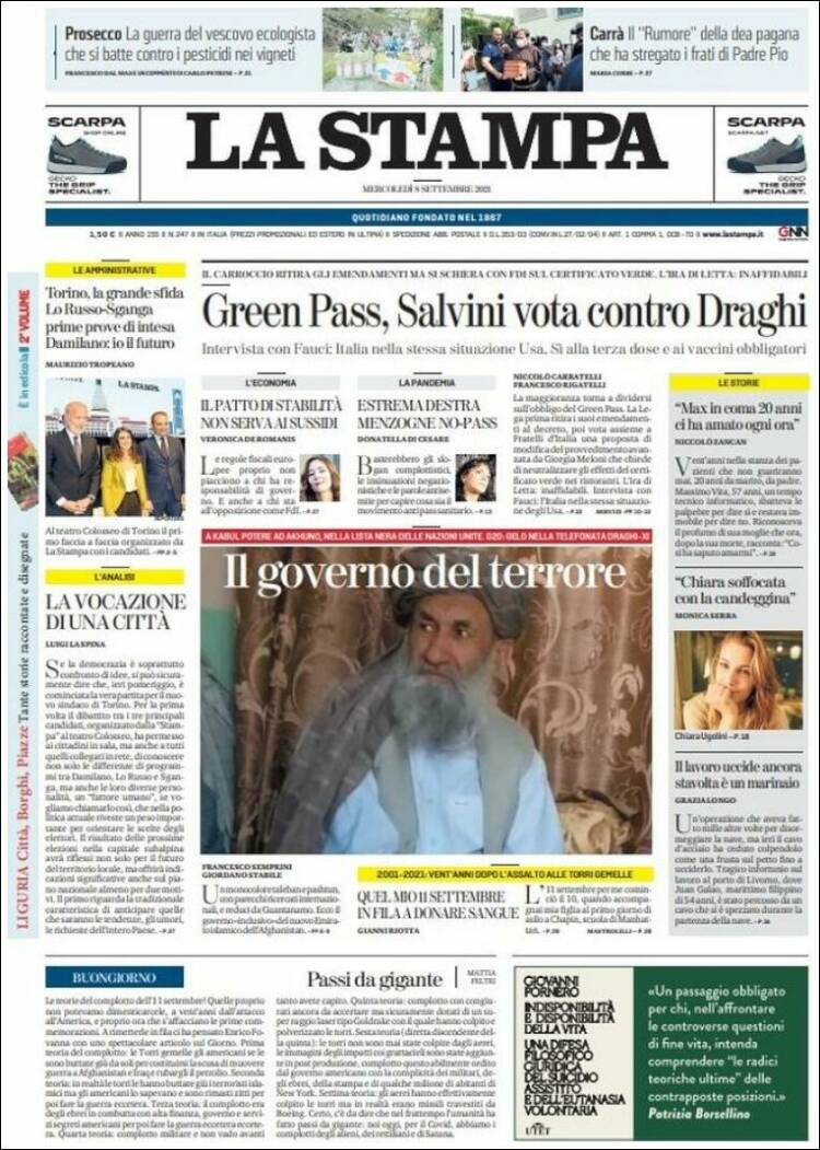 Portada de La Stampa (Italia)