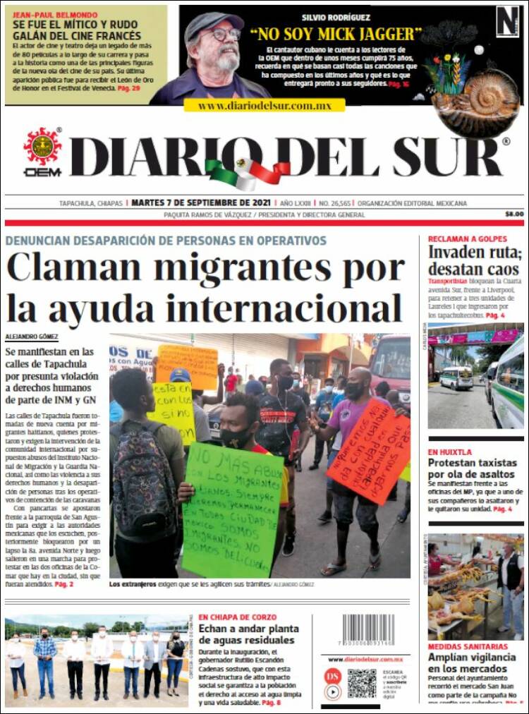 Portada de El Diario del Sur (M&eacute;xico)