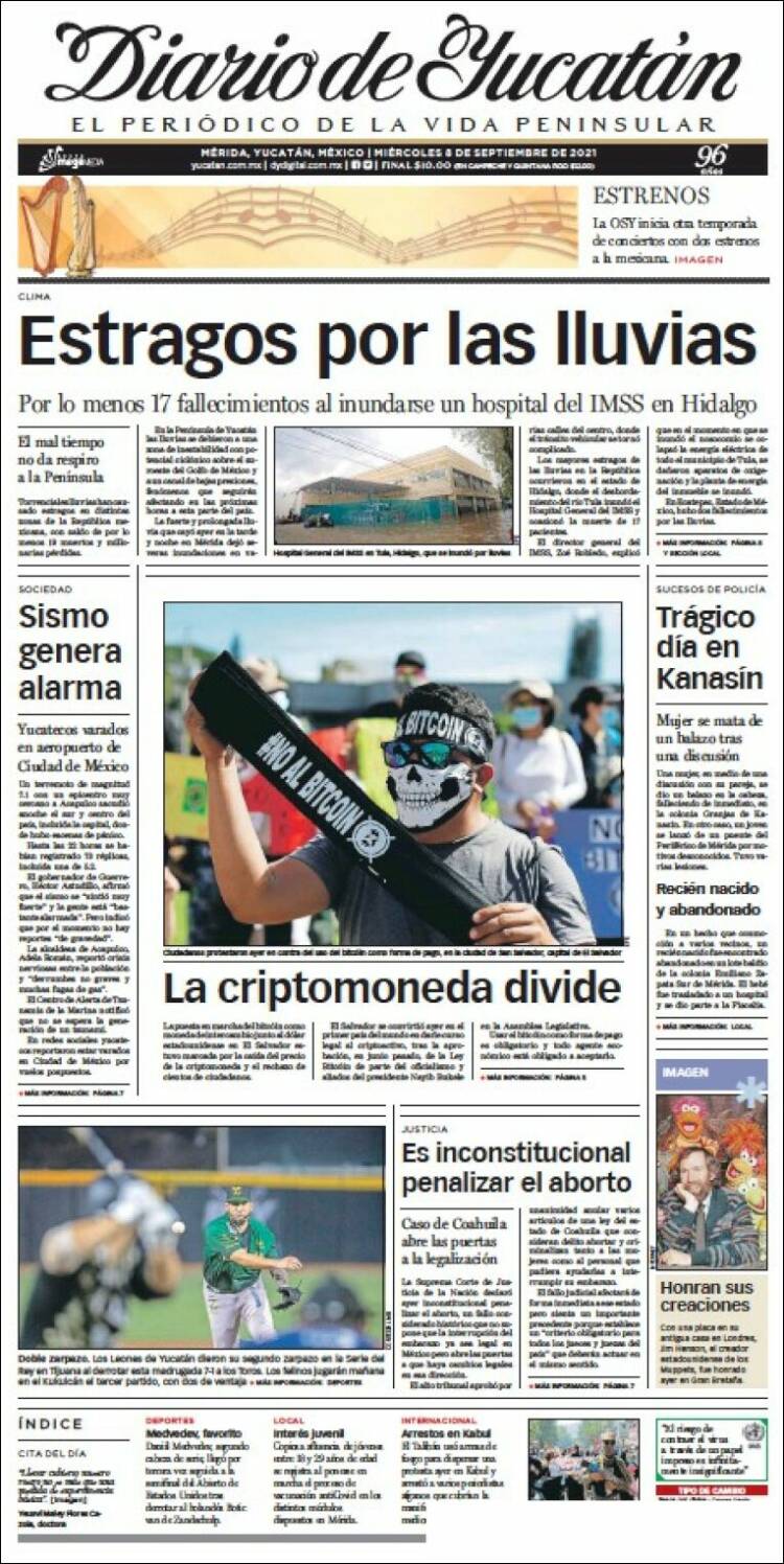 Portada de Diario de Yucatán (M&eacute;xico)