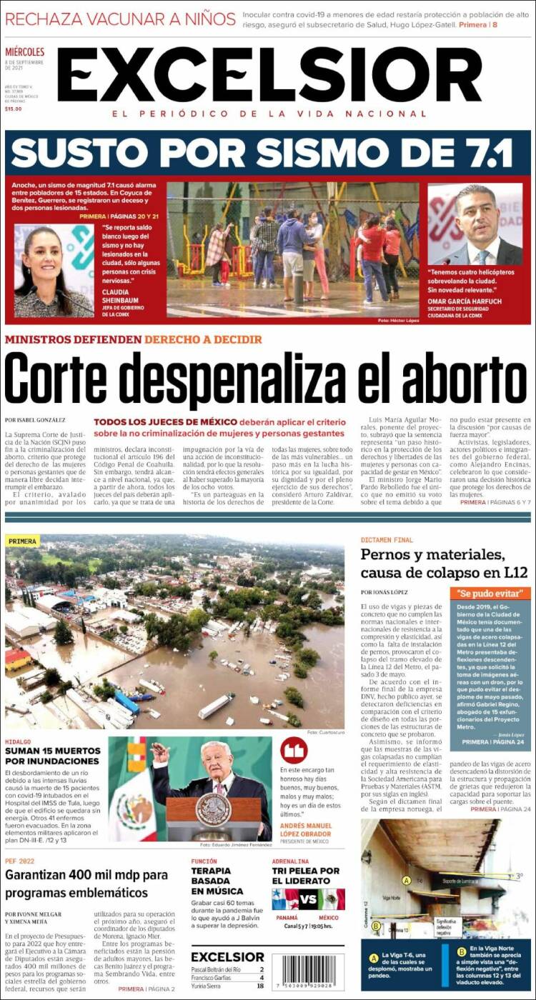 Portada de Excelsior (M&eacute;xico)