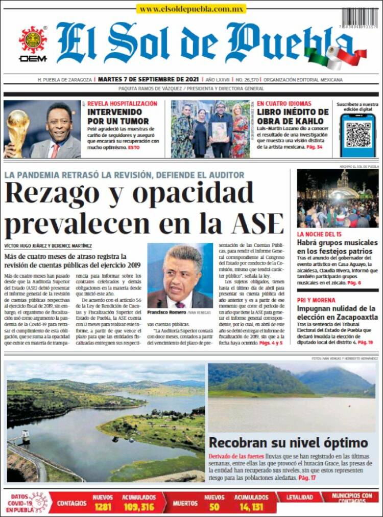 Portada de El Sol de Puebla (M&eacute;xico)