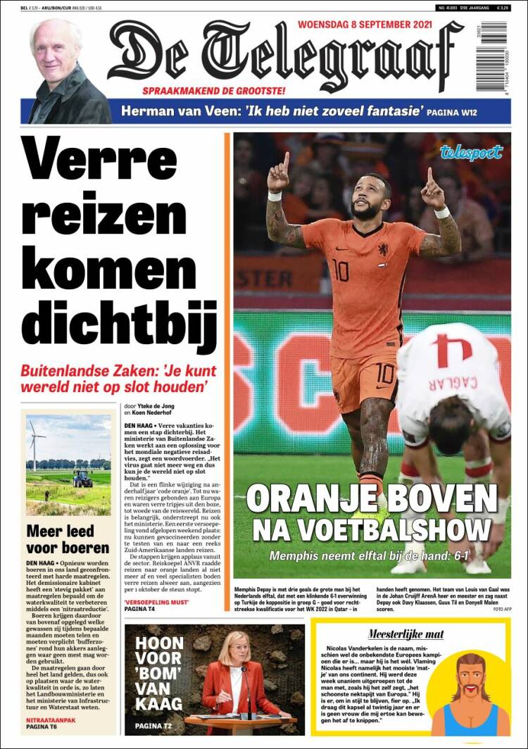 Portada de De Telegraaf (Pa&iacute;ses Bajos)