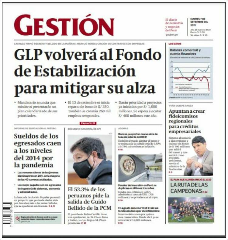 Portada de Diario Gestión (Per&uacute;)