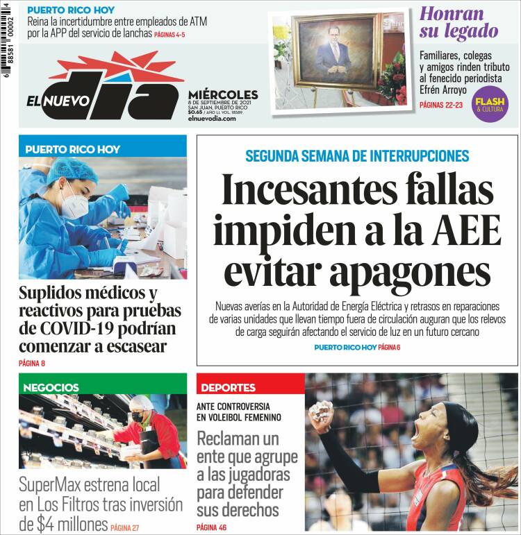 Portada de El Nuevo Día (Puerto Rico)