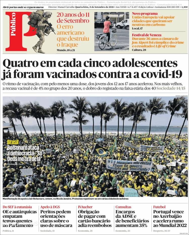 Portada de Público (Portugal)