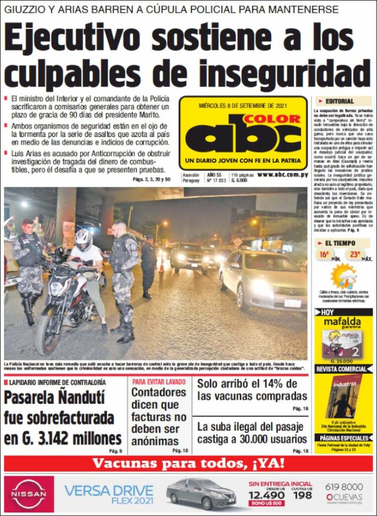 Portada de ABC Color (Paraguay)
