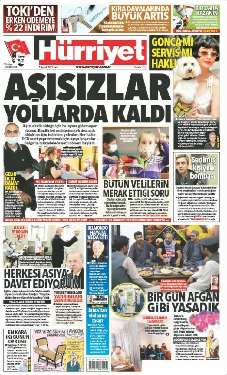 Portada de Hürriyet (Turqu&iacute;a)