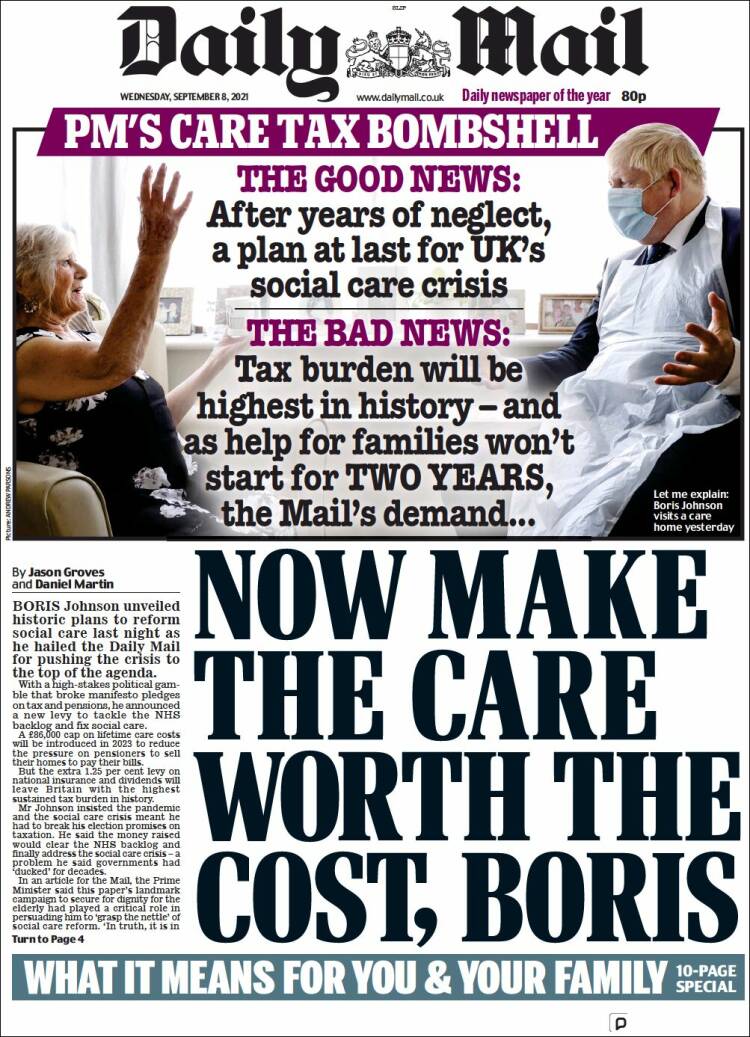 Portada de Daily Mail (Reino Unido)