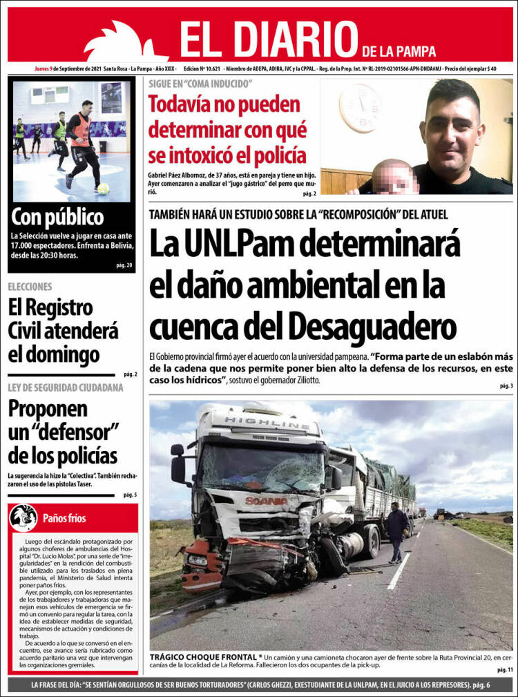 Portada de Diario de La Pampa (Argentina)