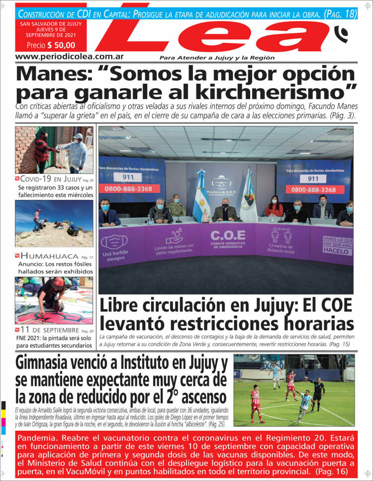 Portada de Periódico Lea (Argentina)