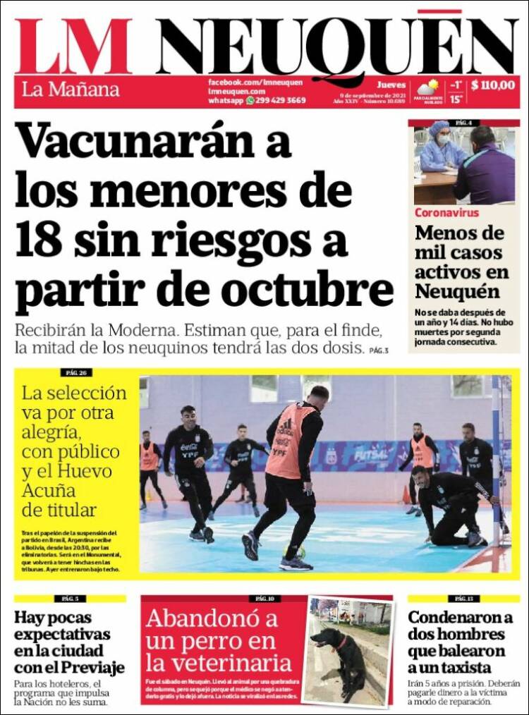 Portada de La Mañanade Neuquén (Argentina)