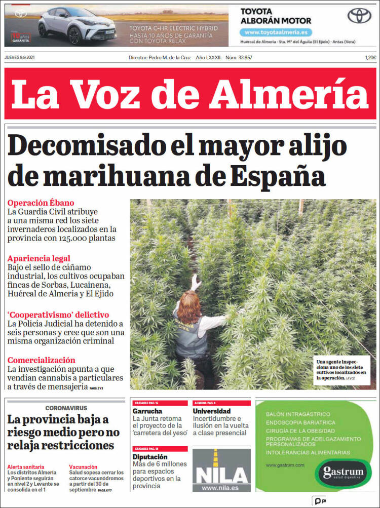 Portada de La Voz de Almería (España)