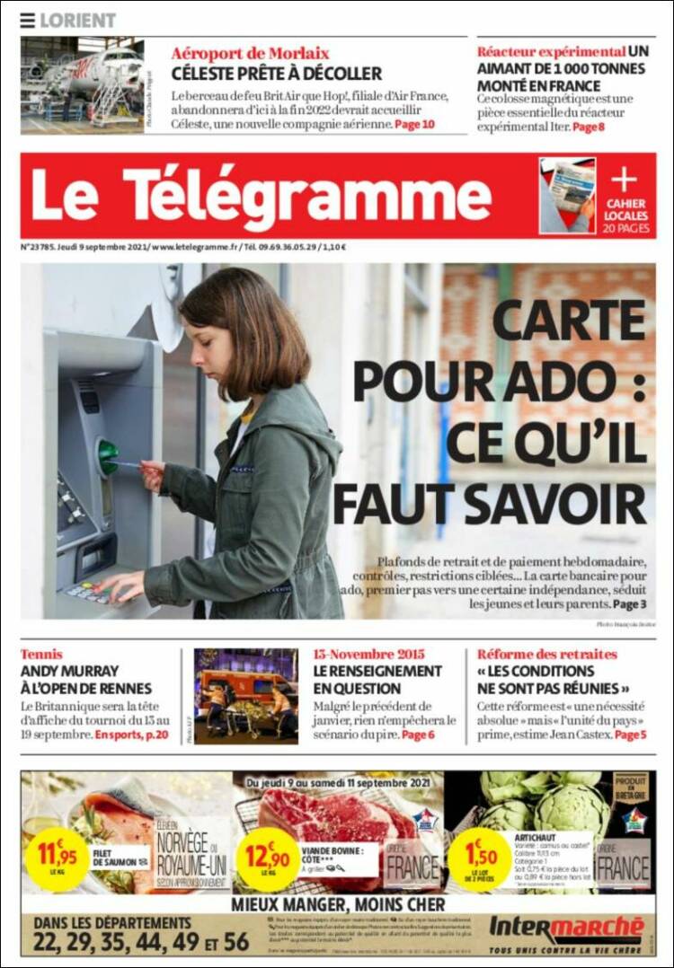 Portada de Télégramme (Francia)