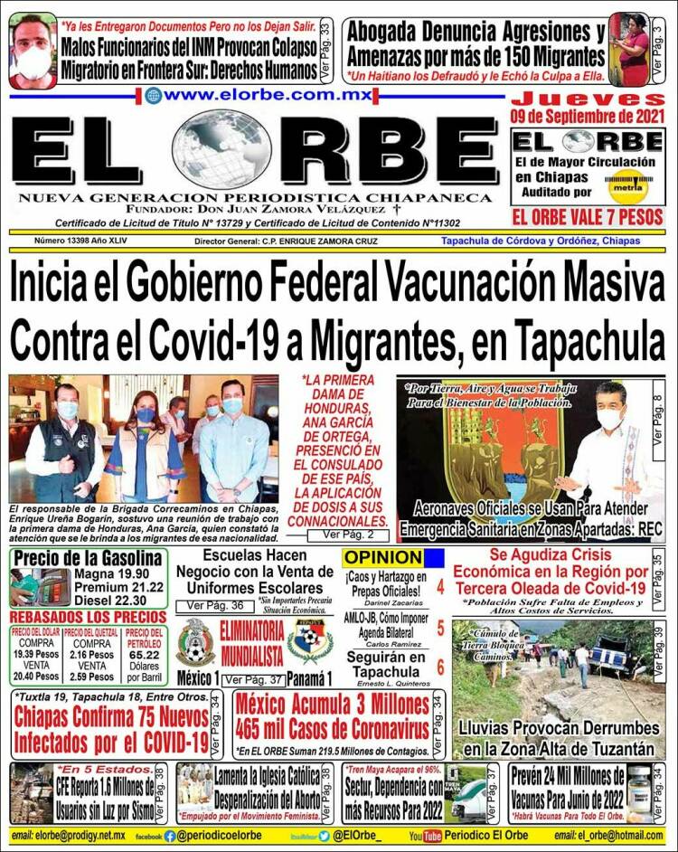 Portada de El Orbe (México)