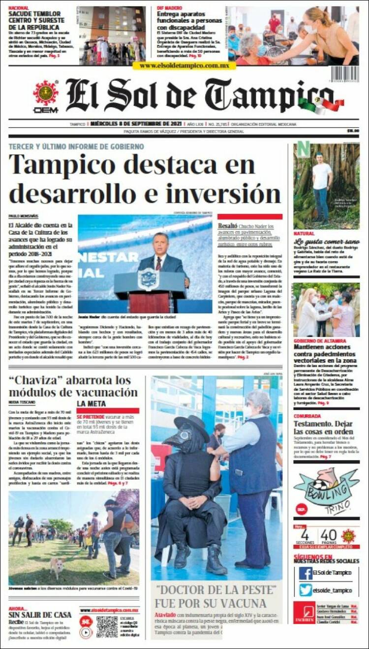 Portada de El Sol de Tampico (México)