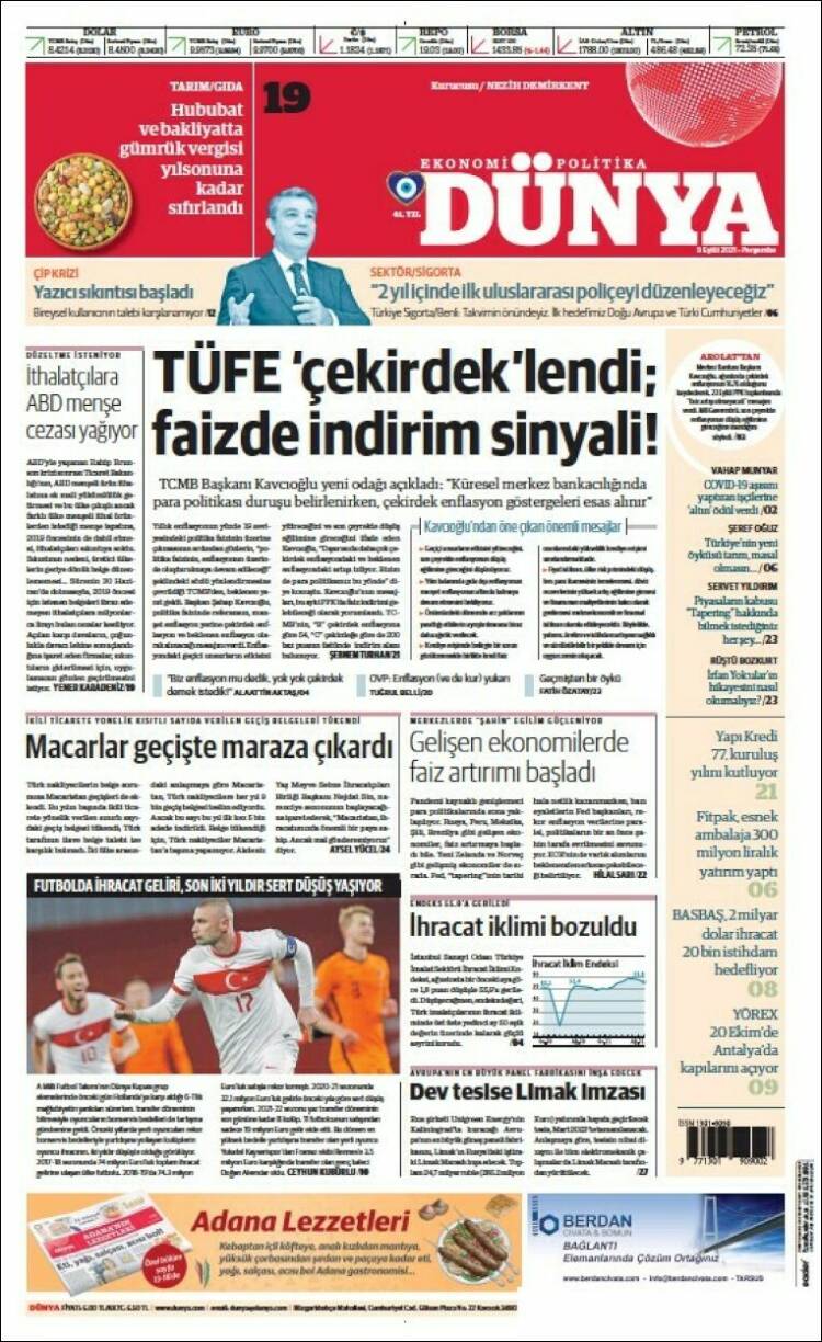 Portada de Dünya (Turquía)