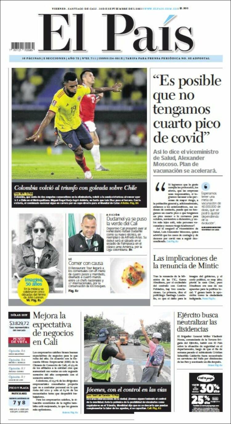 Portada de El País - Cali (Colombia)