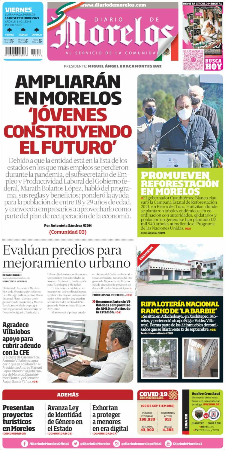 Portada de Diario de Morelos (México)