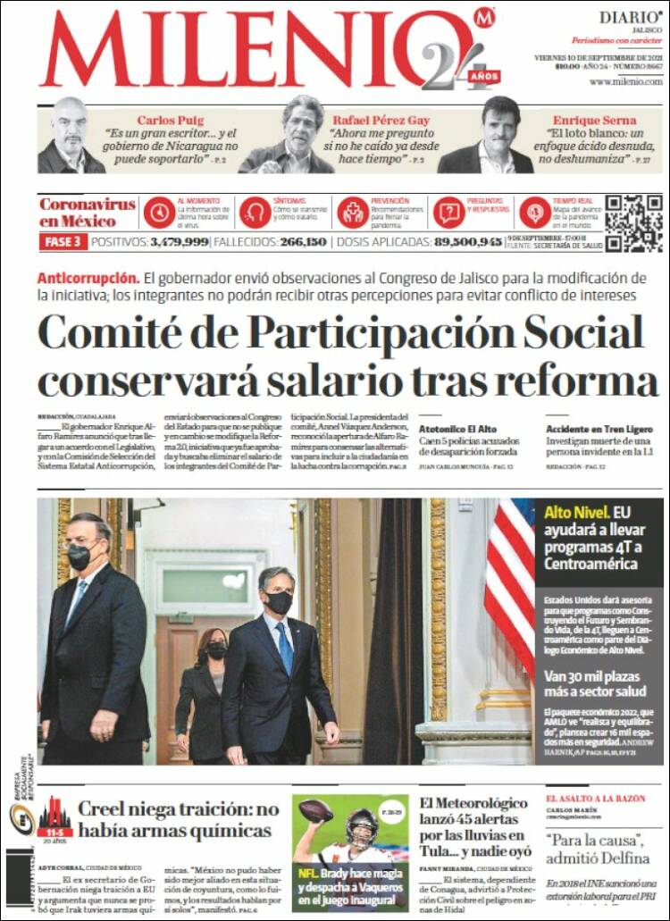 Portada de Milenio - Jalisco (México)