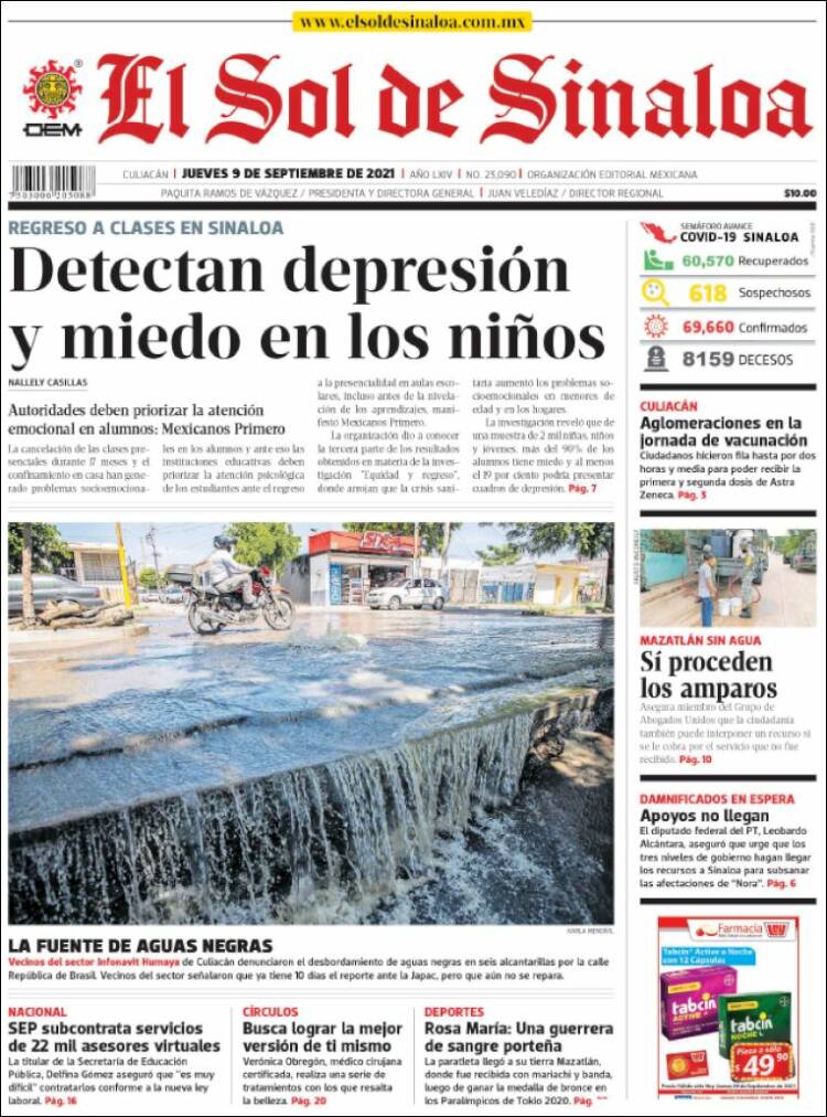 Portada de El Sol de Sinaloa (México)