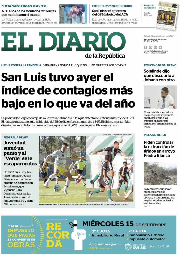 Portada de Diario de la República (Argentina)