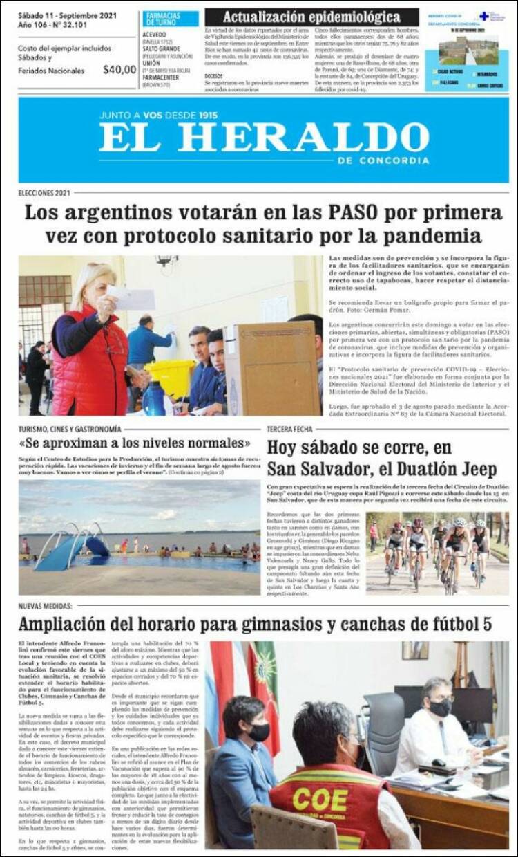 Portada de El Heraldo de Concordia (Argentina)