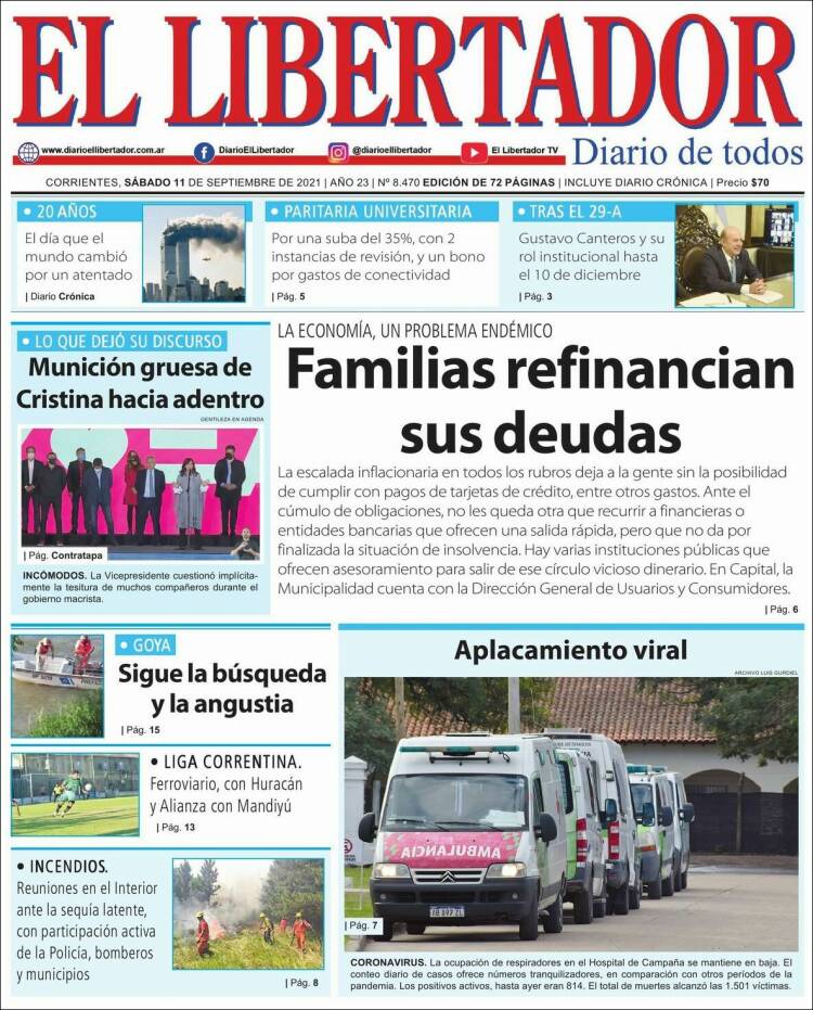 Portada de Diario El Libertador (Argentina)