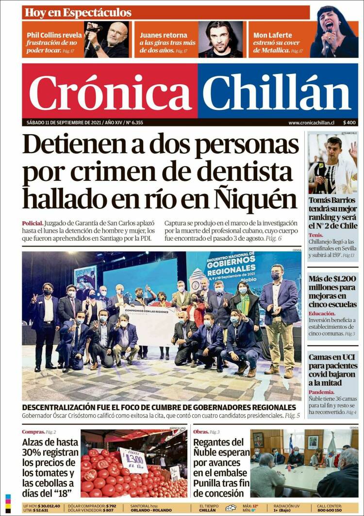 Portada de Crónica Chillán (Chile)