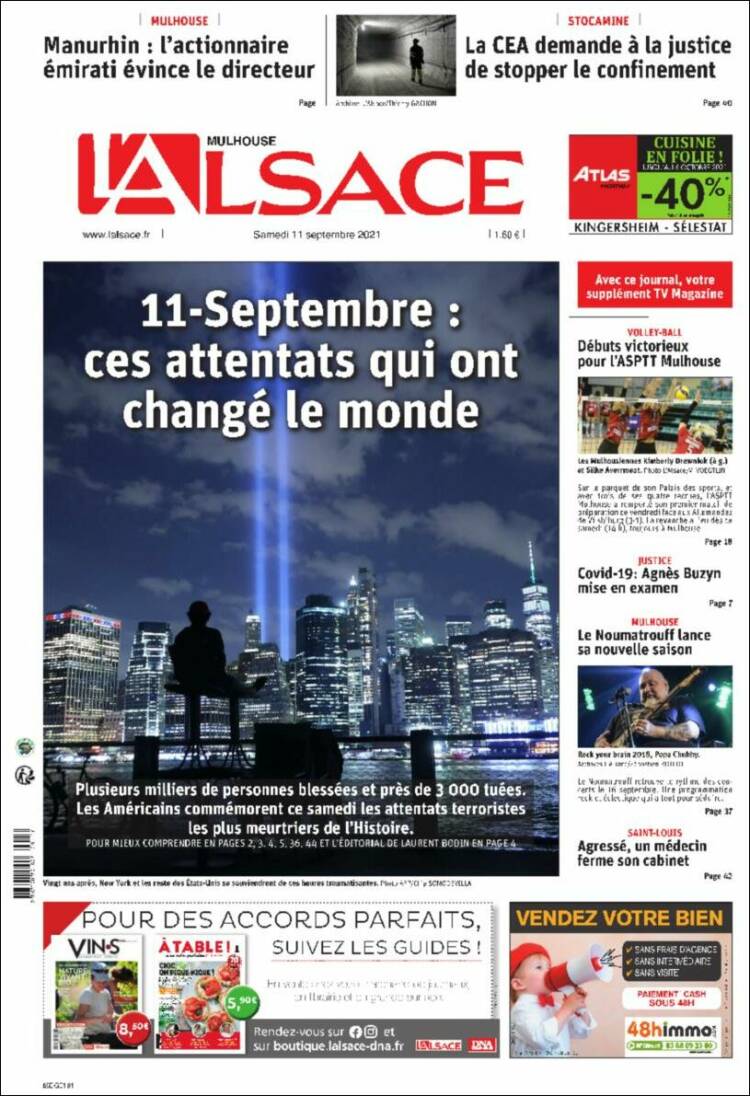 Portada de Journal L'Alsace (Francia)