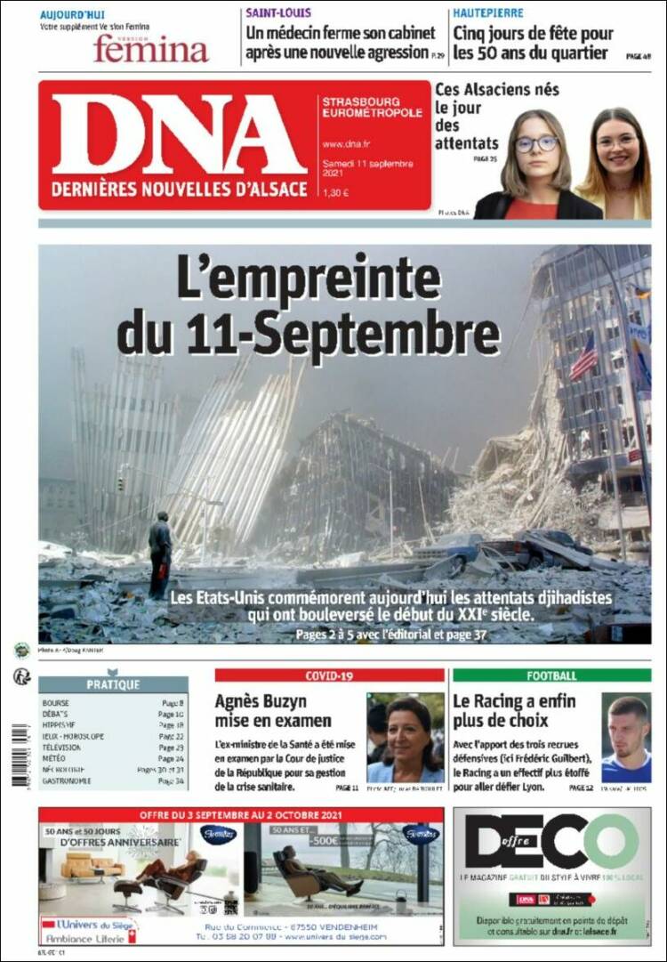 Portada de Les Dernières Nouvelles d'Alsace (Francia)