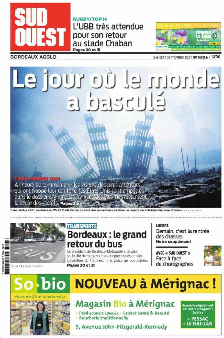 Portada de Sud Ouest (Francia)