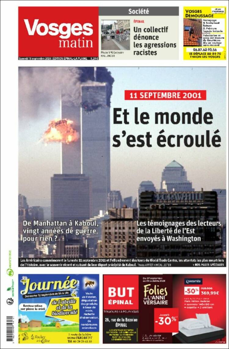 Portada de Vosges Matin (Francia)