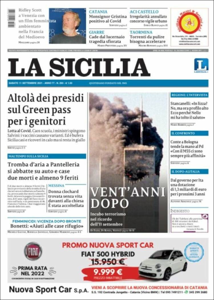 Portada de La Sicilia (Italia)