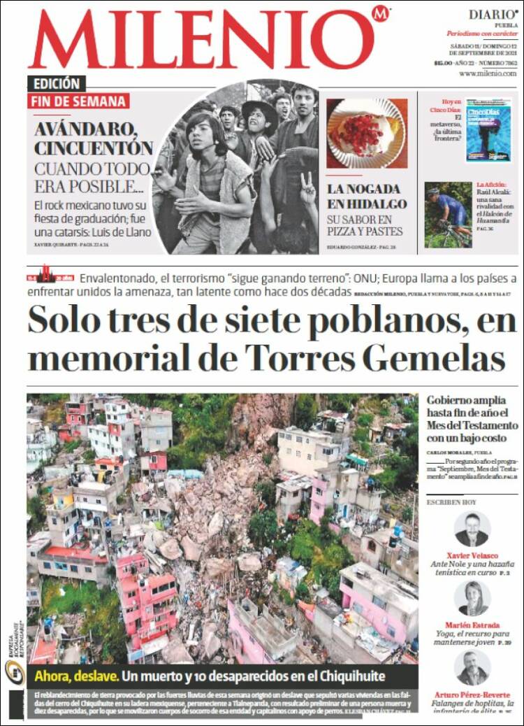 Portada de Milenio de Puebla (México)