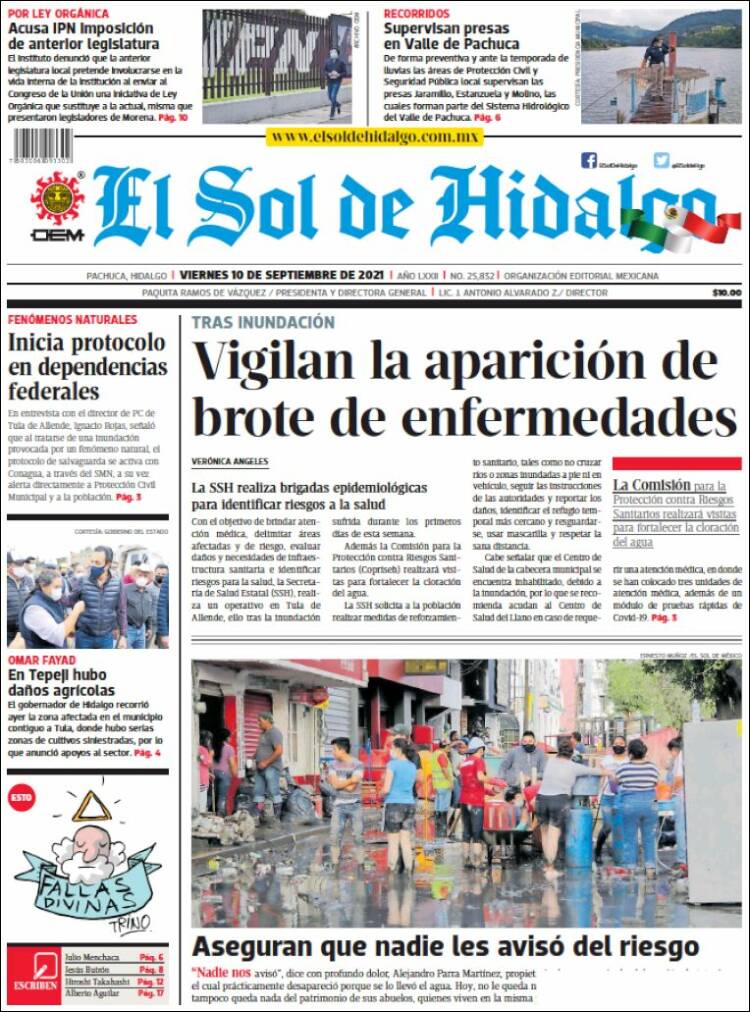 Portada de El Sol de Hidalgo (México)