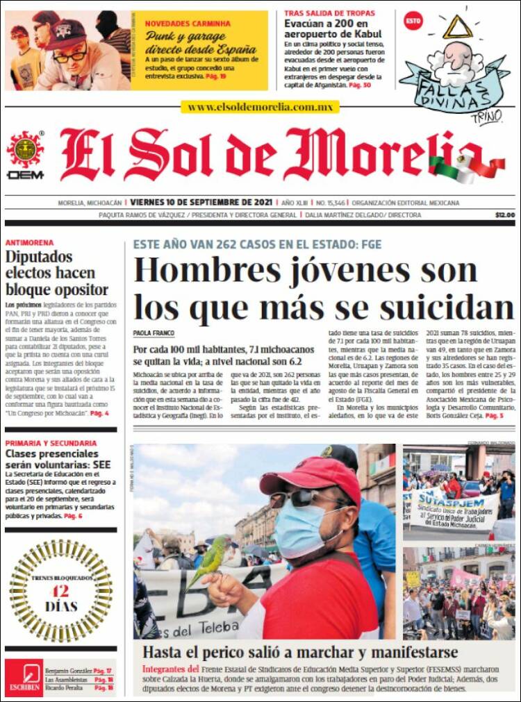 Portada de El Sol de Morelia (México)