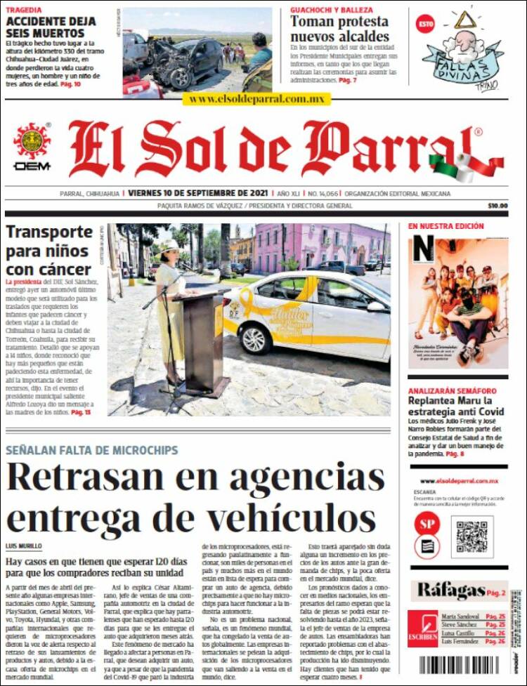 Portada de El Sol de Parral (México)