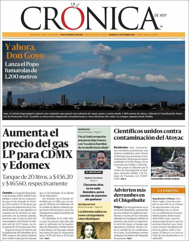 Portada de La Crónica de Hoy (México)