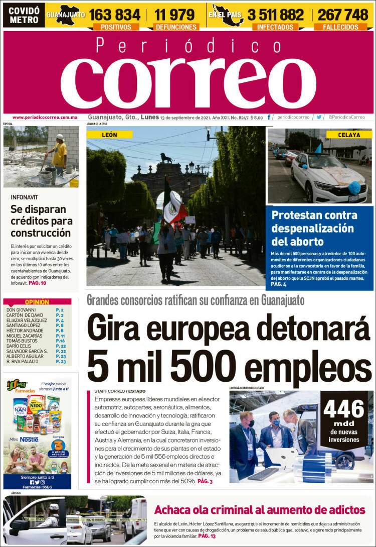 Portada de Correo - El diario del Estado de Guanajuato (M&eacute;xico)