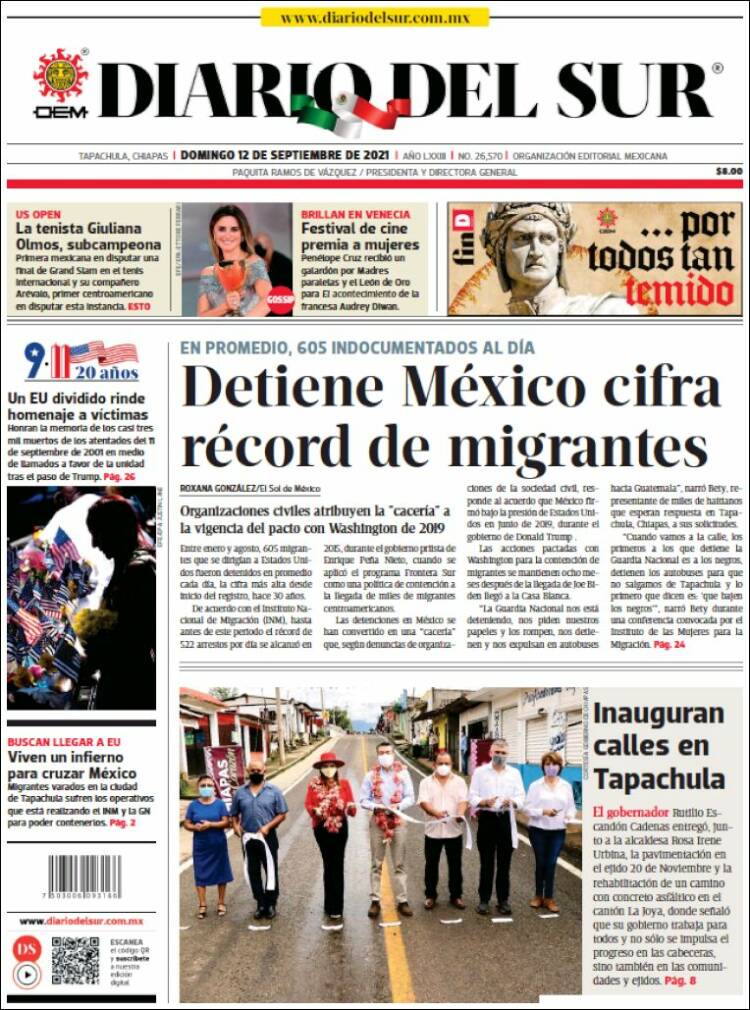 Portada de El Diario del Sur (M&eacute;xico)
